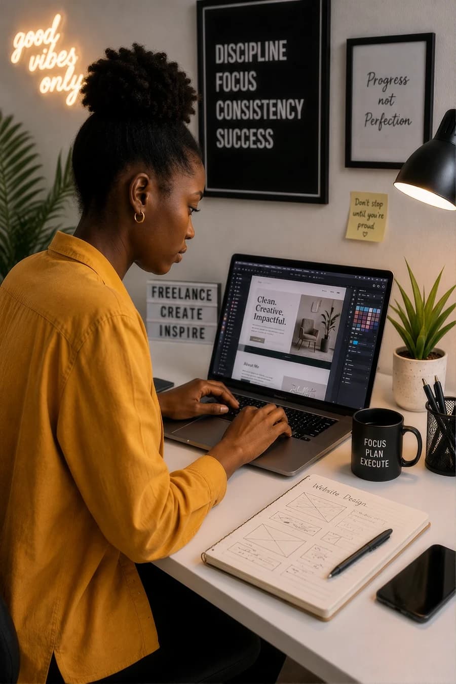 A Freelancer designing a website